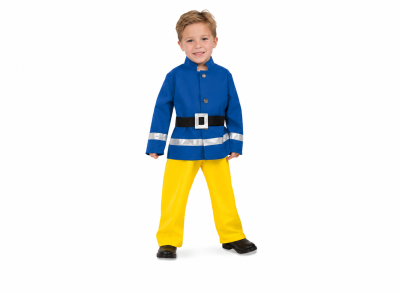 Feuerwehr Kinderkostüm mit blauer Jacke, gelber Hose und Gürtel