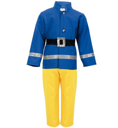 Vorderansicht des Feuerwehrmann Kinderkostüms mit Leuchtstreifen