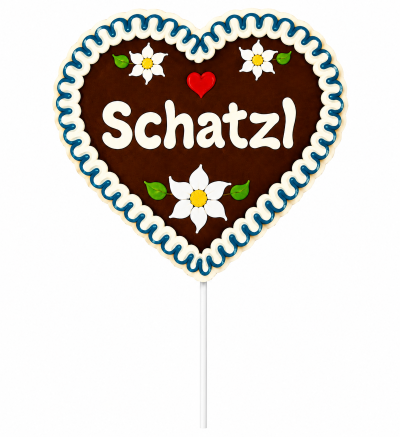 Fotobox Prop Lebkuchenherz mit Schriftzug Schatzl