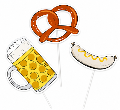 Fotobox Props mit Brezel, Krug und Wurst
