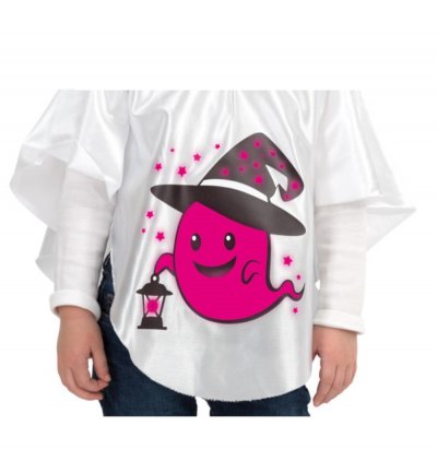 Kinderkostüm Cape mit Kapuze Geistaufdruck Halloween nachtleuchtend