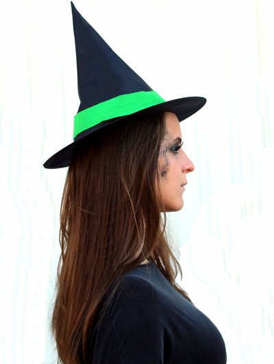 Hexenhut mit Hutband und Schnalle, in 4 Farben erhältlich, Hexe, Geisterstunde, Halloween