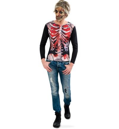 Herren Zombie Shirt mit Skelett-Druck für Halloween