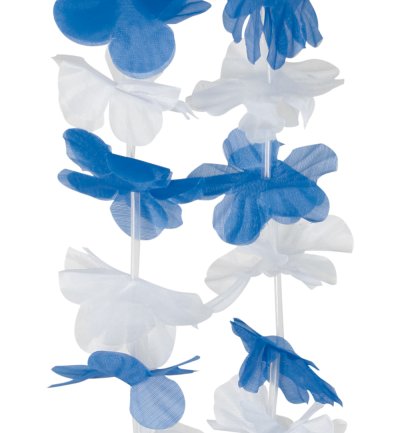 Hawaiikette Blau-Weiß ca. 100 cm – Blumenkette für Volksfest, Mottoparty & Party