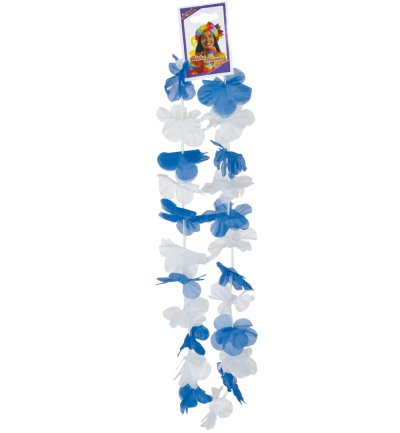 Verpackte Hawaiikette in Blau und Weiß mit ca. 100 cm Länge