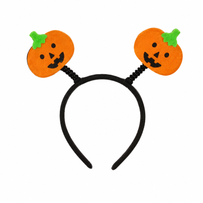Schwarzer Haarreif mit zwei orangefarbenen Kürbis-Motiven