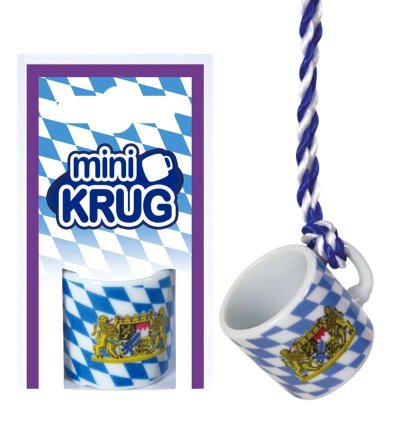 Mini-Krug aus Porzellan mit Verpackung und Umhängekordel