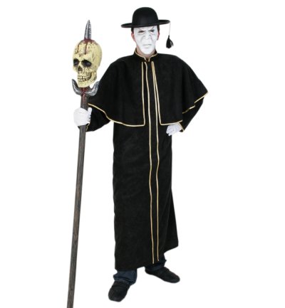 Schwarzes Priesterkostüm für Herren mit Cape