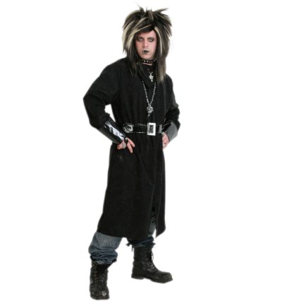Schwarzer Gothic Punkmantel für Erwachsene in Ganzkörperansicht