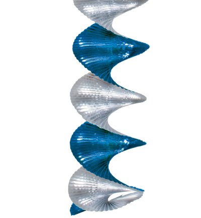 Detailansicht einer blau-silbernen Rotorspirale