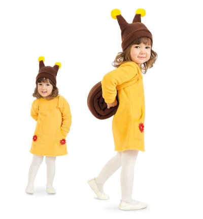 Schneckenkostüm für Kinder mit Kleid, Mütze und abnehmbarem Schneckenhaus