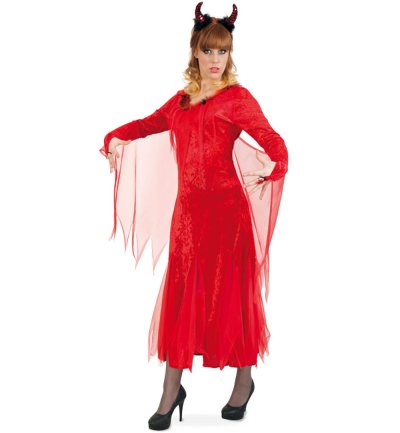 Damenkleid Teufelchen mit transparentem Schleier am Rücken
