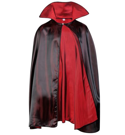 Vampir Cape in Schwarz und Rot mit hohem Kragen