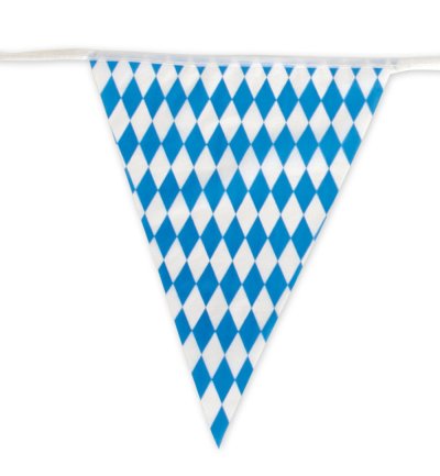 Einzelner Wimpel der Bayern Girlande mit blau-weißem Rautenmuster