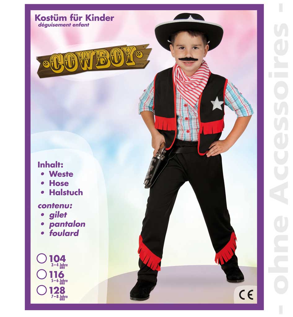 Spiel Set für Kinder Cowboy mit Hut, Spielzeugrevolver und Holster für  Rollenspiele 