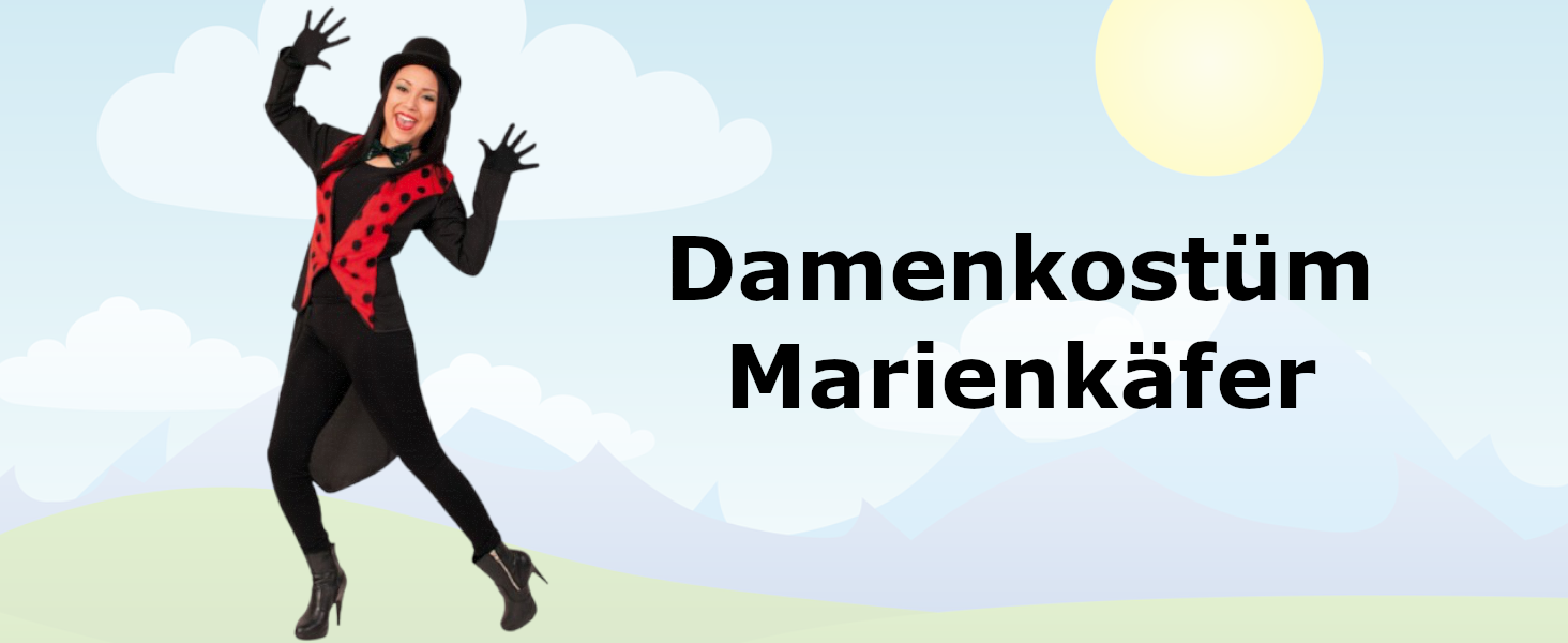 KarnevalsTeufel Marienkäfer-Kostüm Für Damen – 1-teiliger Frack, Rot-schwarz, Größen M-XXL