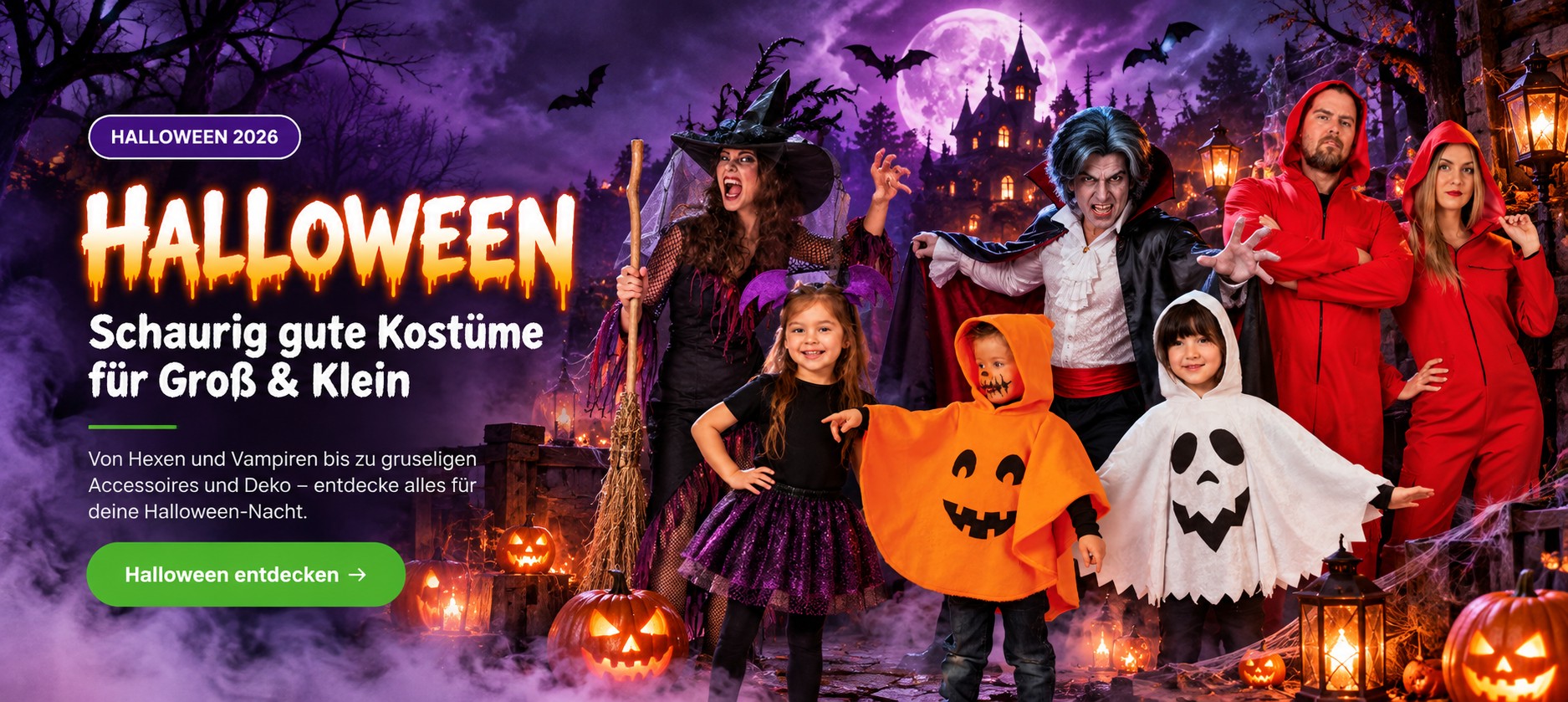 Halloween 2026 – schaurig gute Kostüme für Groß und Klein