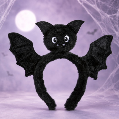 Schwarzer Fledermaus-Haarreif für Halloween