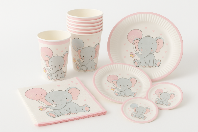 Baby Shower Deko Elefant Rosa & Blau Einweggeschirr zur Auswahl
