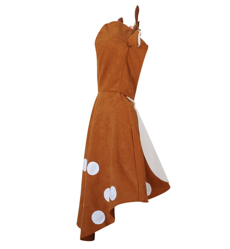Kostüm Outfit Cape Rehlein Rentier Umhang Waldtier mit Kapuze und Ohren und Geweih für Kinder