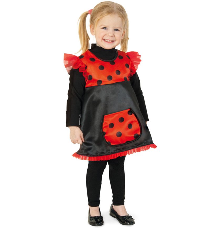 Kinderkostüm Kleid Käferchen schwarz/rot mit schwarzen Pünktchen Marienkäfer Glückskäfer Gr 86 - 104