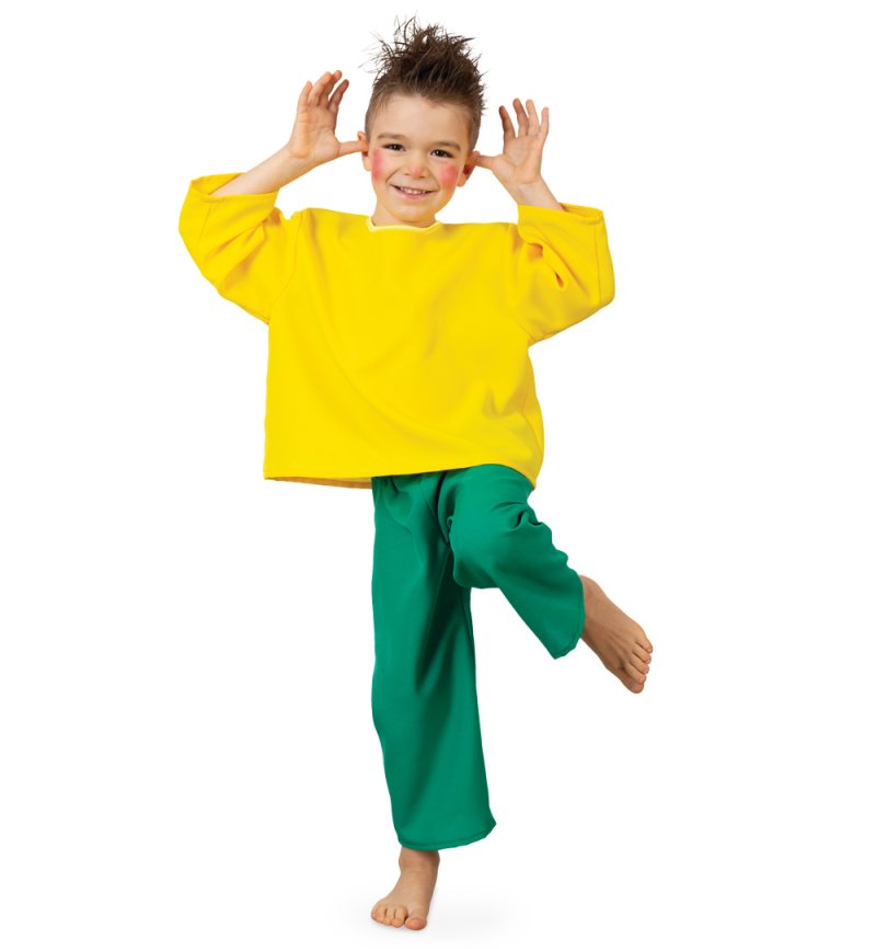 Kostüm Outfit Kobold-Kinderkostüm - 2-teiliges Set gelb grün Rundhalsausschnitt und Gummizug