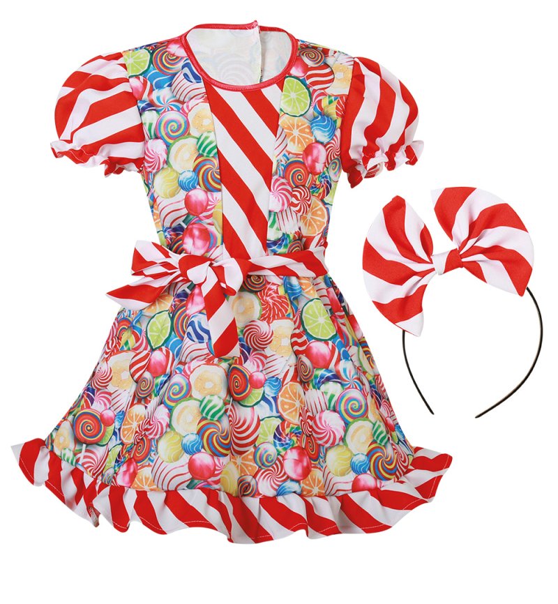 Kostüm Outfit Süßes Bonbon - Kleid Candy mit Haarreif und Gürtel