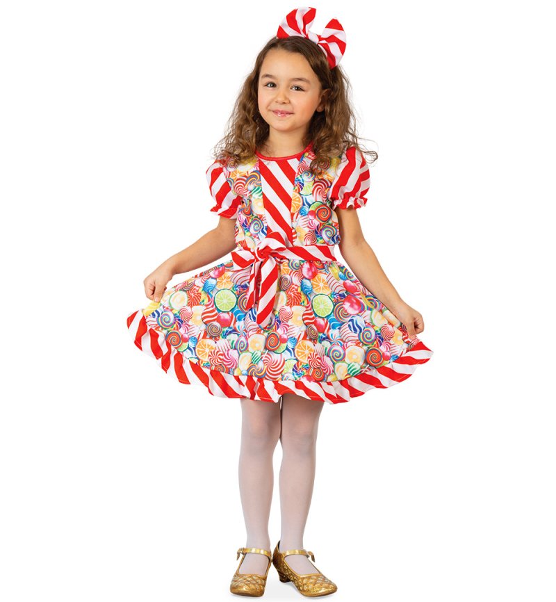 Kostüm Outfit Süßes Bonbon - Kleid Candy mit Haarreif und Gürtel