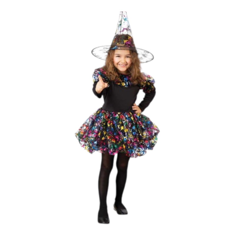 Funkelhexe 2-tlg. Hexenkostüm Hexenkleid und Hexenhut Halloween Tüllrock