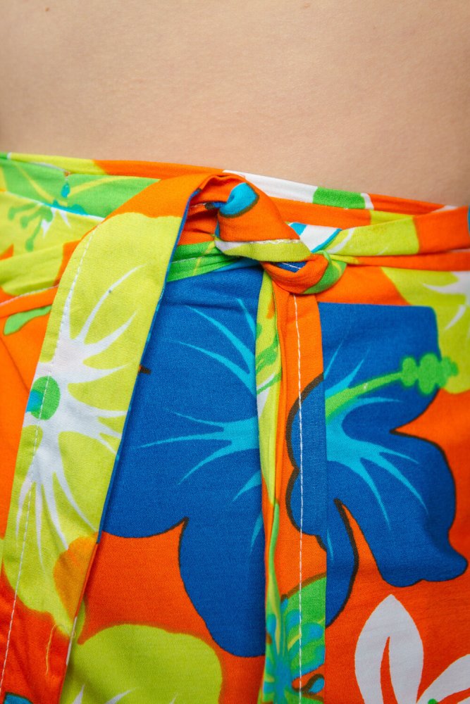 Wickelrock und Bindebluse Sommer Outfit orange Blumen Tropische Schönheit Strand Hawaii Girl Jamaika