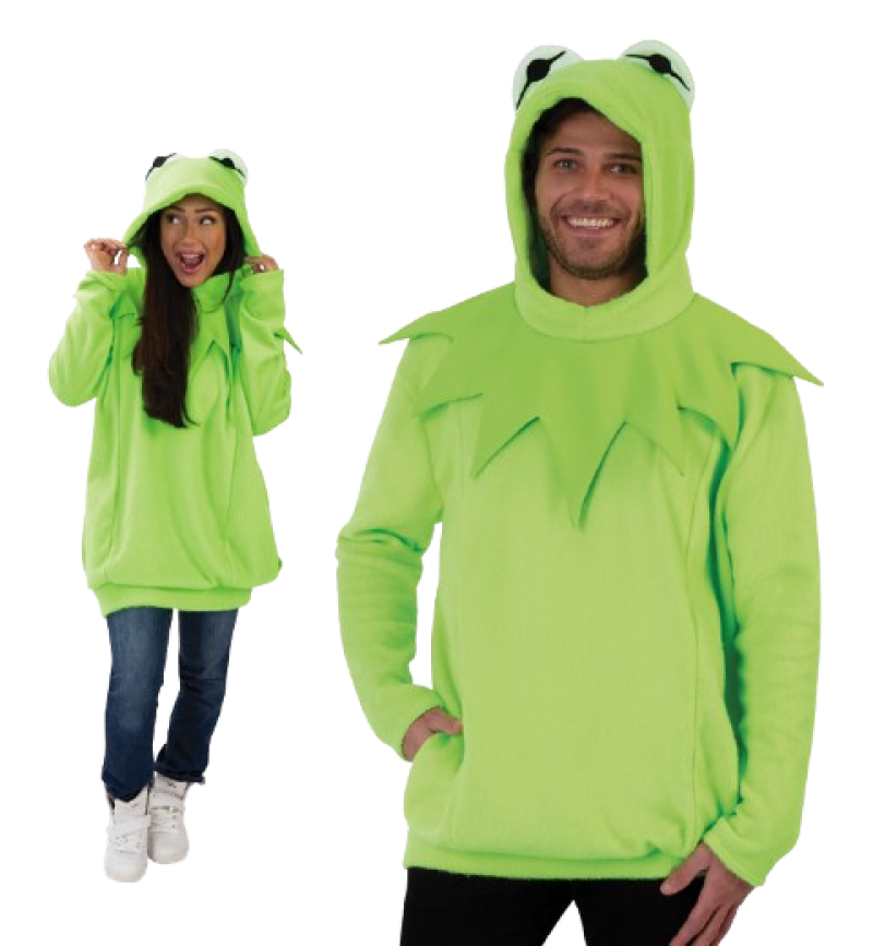 Frosch Hoodie für Erwachsene, Unisex – Kuscheliger Pullover aus weichem Fleece mit Kapuze, praktischen Taschen und witzigem Frosch-Design