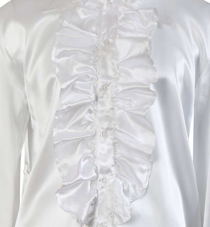 Rüschenhemd weiss weiß white Outfit Partyhemd seidenoptik