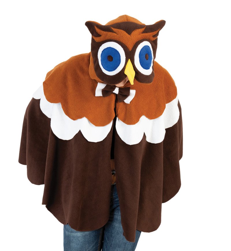 Eulen Poncho – Eule, Uhu, Weicher Fleece-Umhang mit Kapuze für Erwachsene, Einheitsgröße