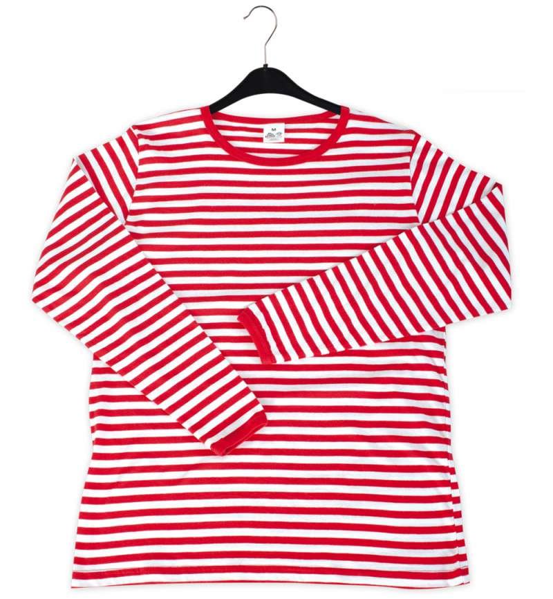 Herrenkostüm "Ringel-Shirt" rot/weiß, Langarm, Karneval, Fasching, Mottoparty