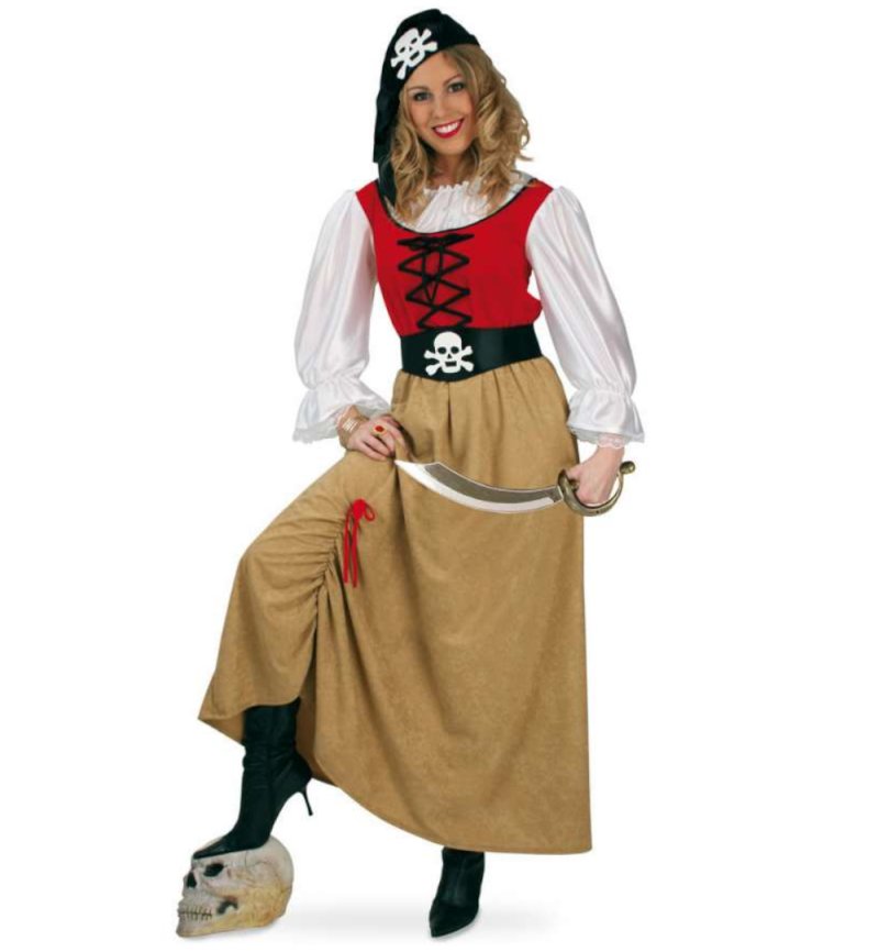 Damenkostüm Piratin Kleid mit Gürtel Seeräuber Freibeuter