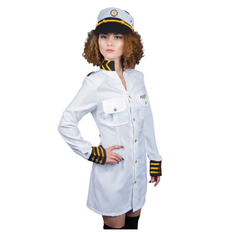 Damenkostüm Kapitän Kleid mit Mütze Marine Kapitäns Dame Seefahrt Uniform Kapitänskostüm Berufe