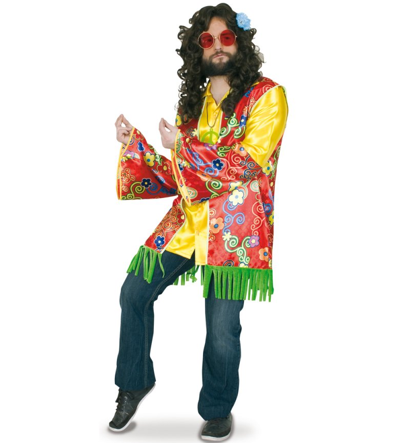 Buntes Herrenkostüm "Hippie Evan" 2 tlg.70er, Flower-Power