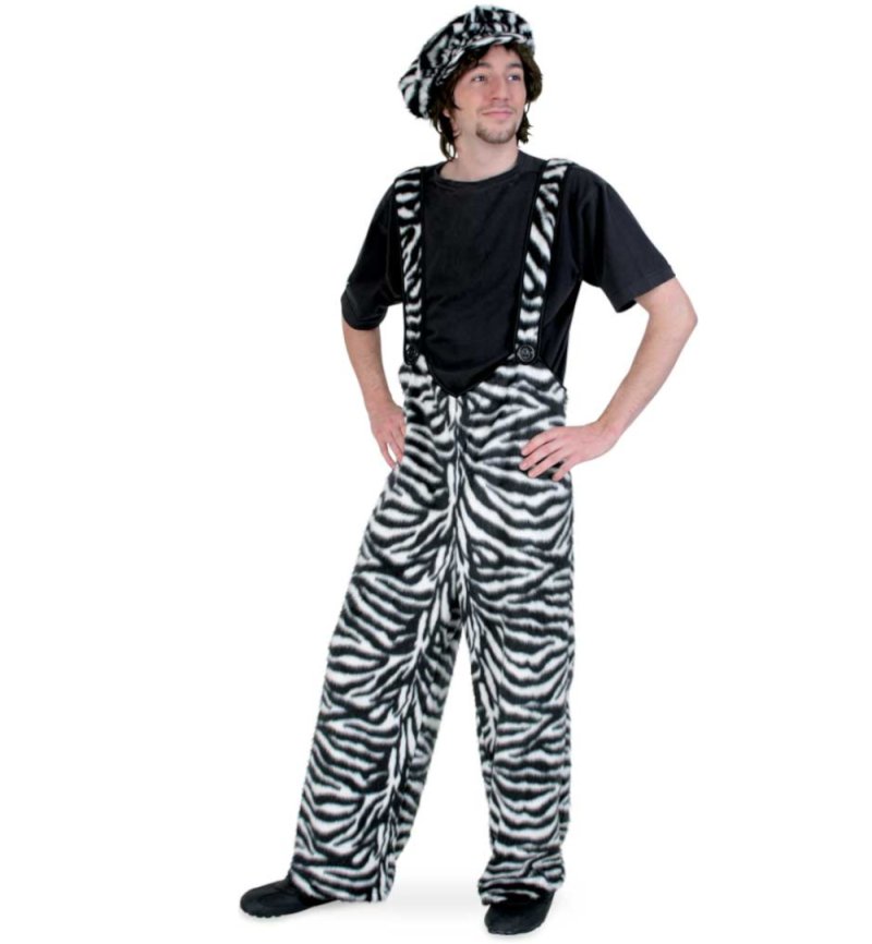 Kostüm Plüschhose Zebra in schwarz-weiß Unisex