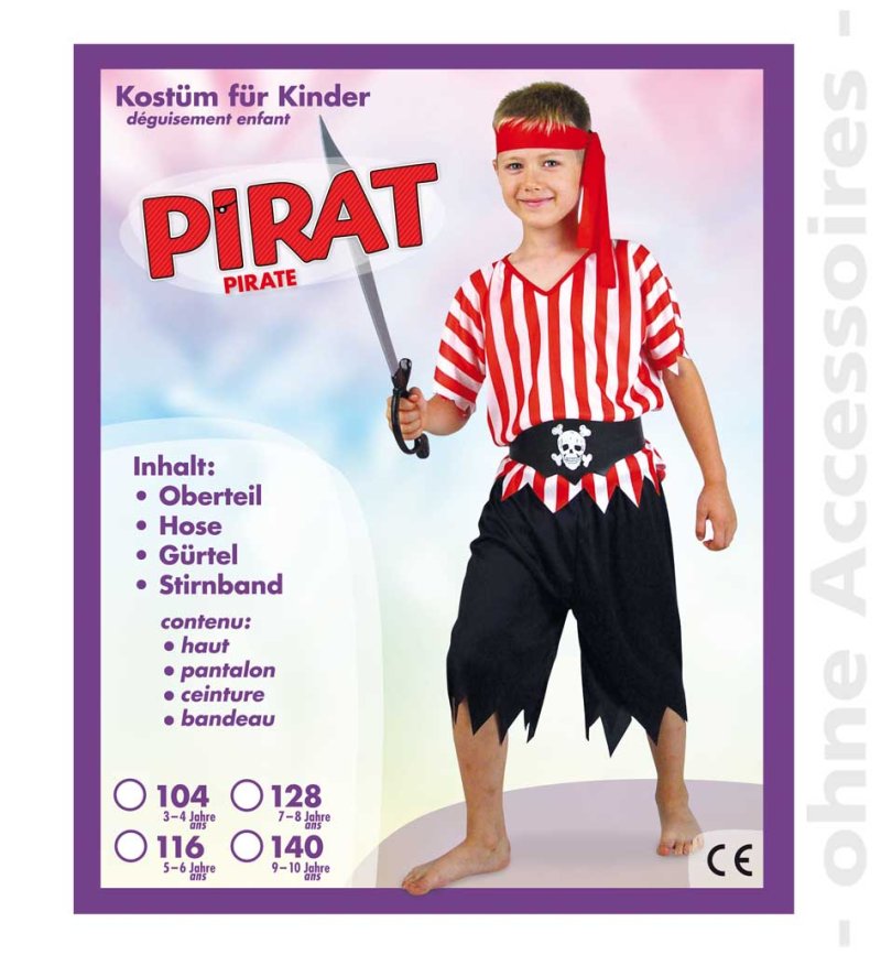 Kinderkostüm Pirat, Komplettkostüm, Seeräuber, Karnevalskostüm