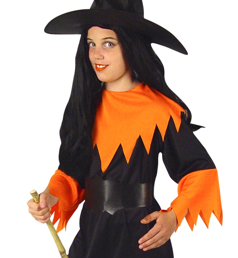Kinderkostüm Mitternachts-Hexe, Kleid mit Gürtel, Karneval, Fasching