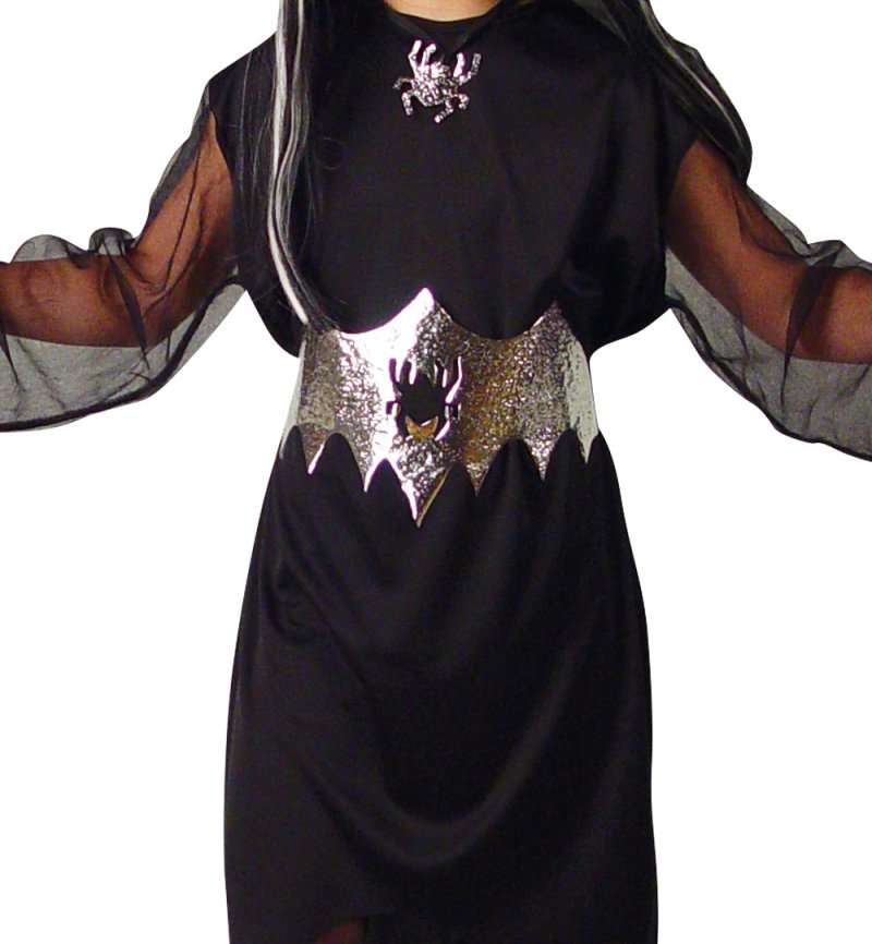Kinderkostüm Spider Girl, Kleid mit Gürtel und Halsschmuck, Fasching, Karneval, Gr.128