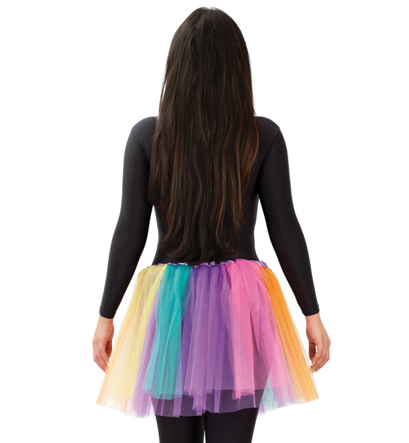 Damen Tüllrock Regenbogen Tutu Petticoat Ballett Festival Kostüm Tanz Rock JGA Pride