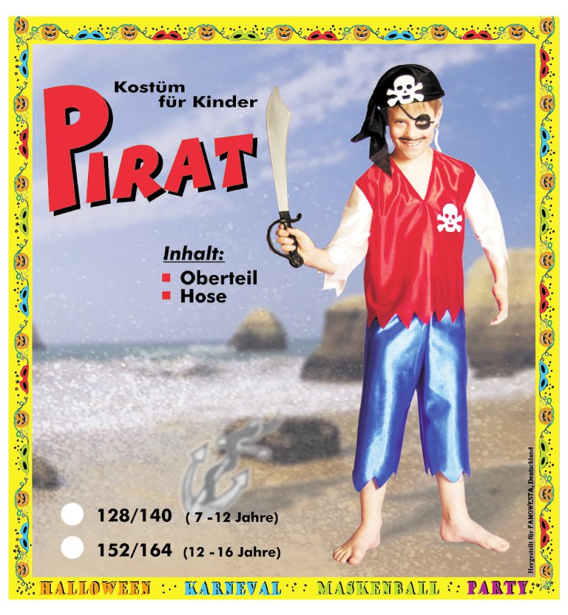 Kinderkostüm "Pirat", Hose und Oberteil, Fasching, Karneval, Kindermottoparty, Gr.128-140