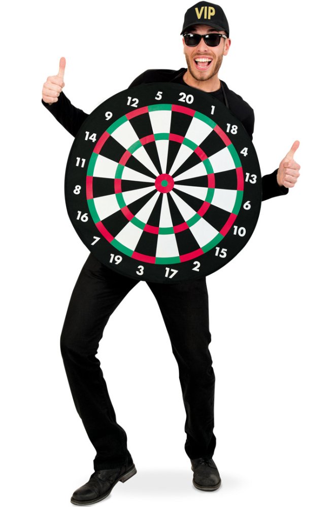 Kostüm Dartscheibe für Erwachsene | Einheitsgröße, Ø ca. 70cm | Bullseye, Dartboard, Pfeil, Junggesellenabschied