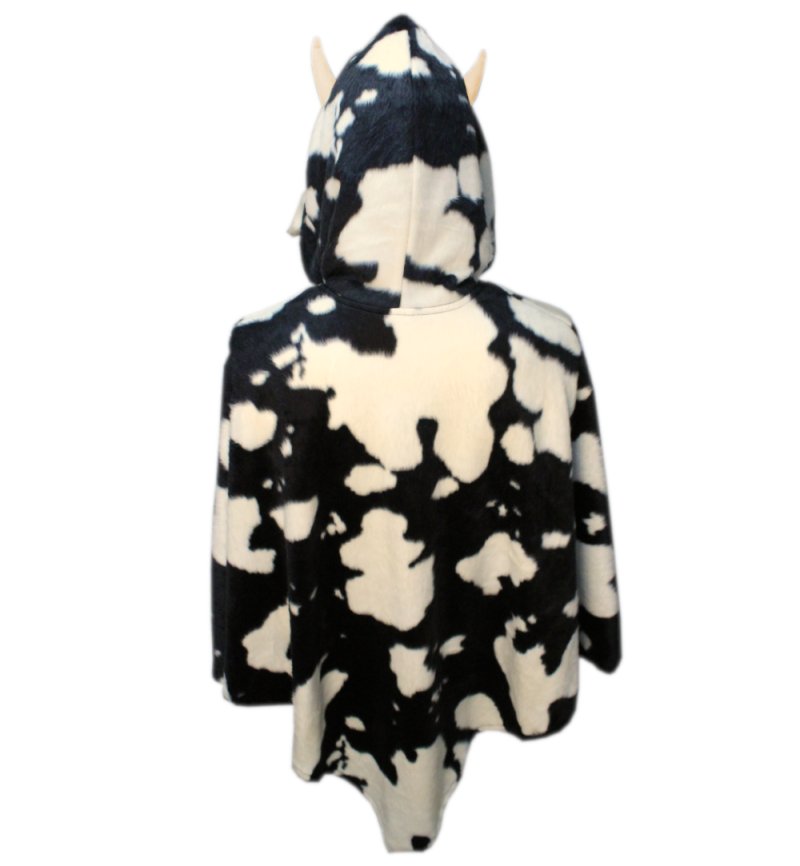 Erwachsenenkostüm Poncho Kuh in schwarz-weiß mit Kapuze in Einheitsgröße Kuhfellmuster Cape Wiederkäuer Verkleidung