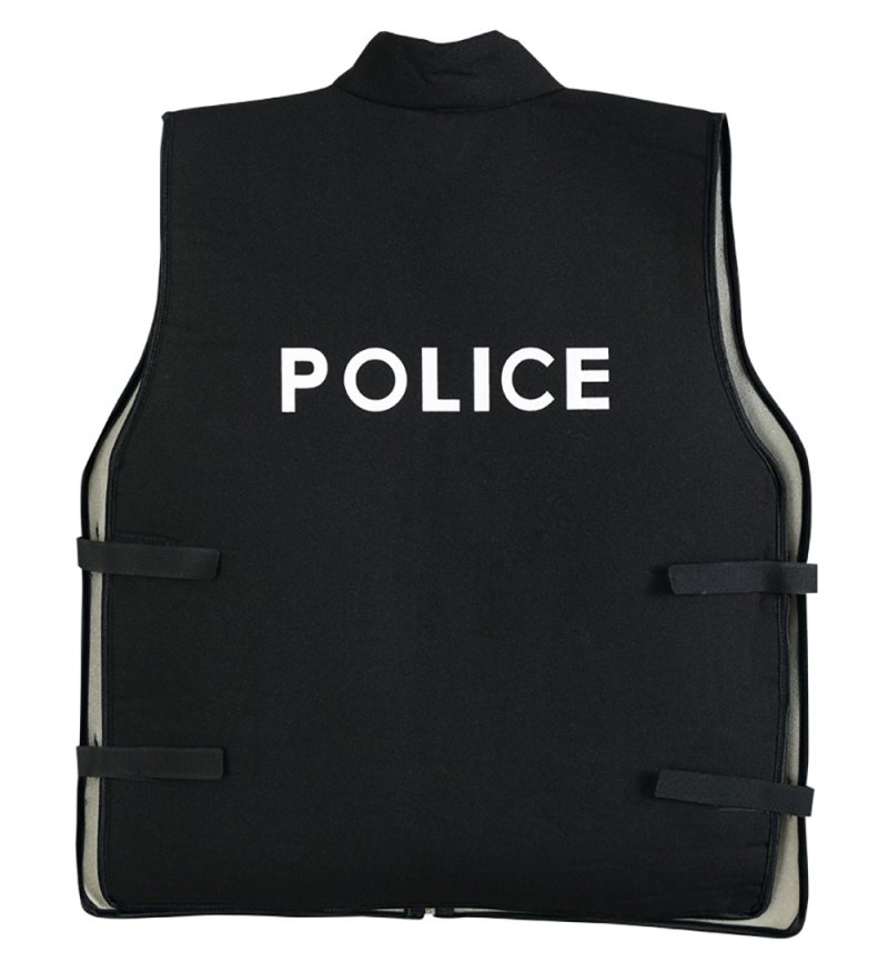 Kinderweste POLICE, Sicherheitsweste Polizei, Spiel-Weste, Fastnachts-Kostüm-Kinder, schwarze Weste, weiße Schrift, Verkleidung