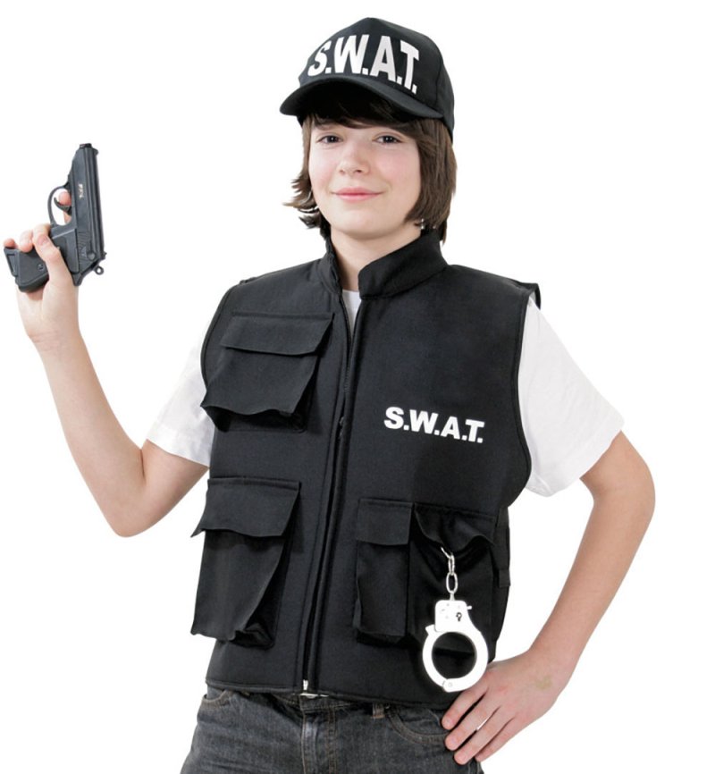 Kinder-Kostüm SWAT Weste inkl. Mütze Spezialeinheit Police Officer Security
