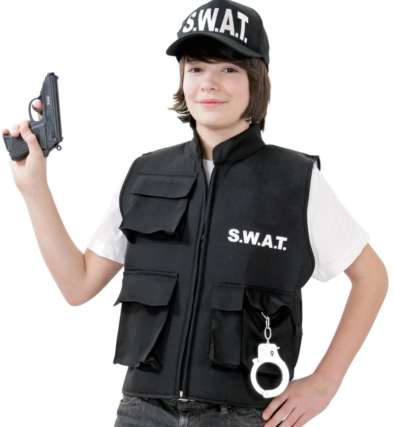 Kostüm SEK Weste Polizei schwarz Sondereinsatzkommando