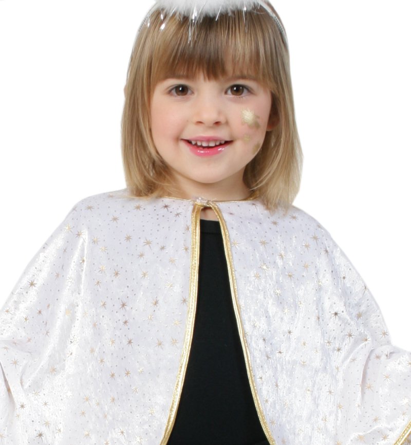 Kinderkostüm Cape Engel in weiß-Gold Größe 104/116