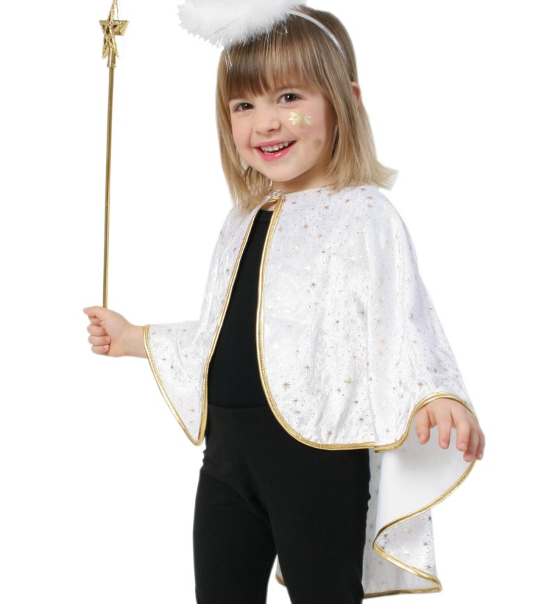 Kinderkostüm Cape Engel in weiß-Gold Größe 104/116